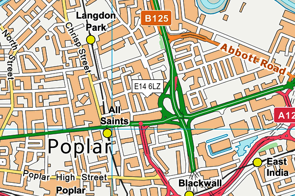 E14 6LZ map - OS VectorMap District (Ordnance Survey)