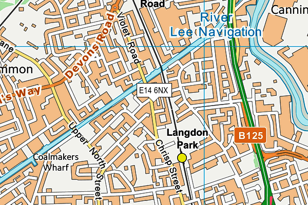 E14 6NX map - OS VectorMap District (Ordnance Survey)