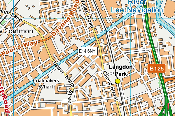 E14 6NY map - OS VectorMap District (Ordnance Survey)