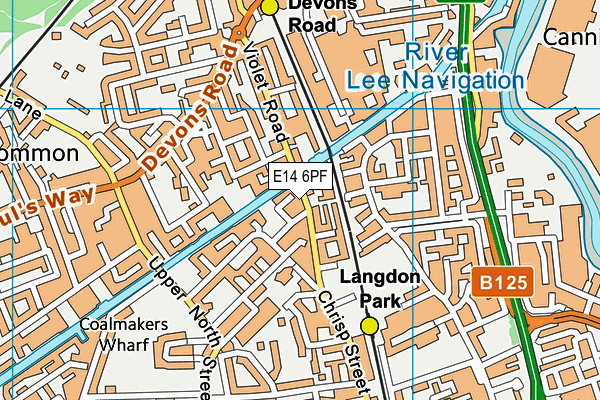 E14 6PF map - OS VectorMap District (Ordnance Survey)