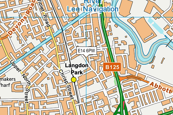 E14 6PW map - OS VectorMap District (Ordnance Survey)