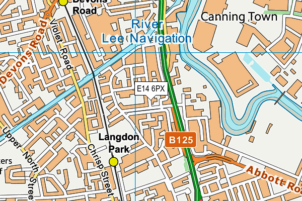 E14 6PX map - OS VectorMap District (Ordnance Survey)