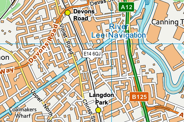 E14 6QJ map - OS VectorMap District (Ordnance Survey)