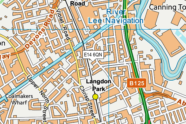 E14 6QN map - OS VectorMap District (Ordnance Survey)