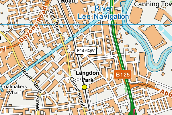 E14 6QW map - OS VectorMap District (Ordnance Survey)