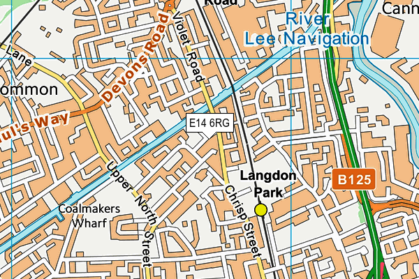 E14 6RG map - OS VectorMap District (Ordnance Survey)