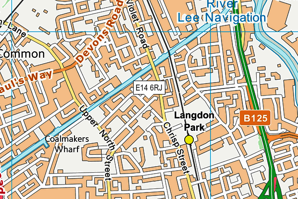 E14 6RJ map - OS VectorMap District (Ordnance Survey)