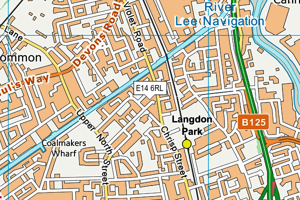 E14 6RL map - OS VectorMap District (Ordnance Survey)