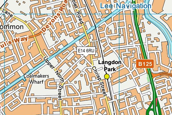 E14 6RU map - OS VectorMap District (Ordnance Survey)