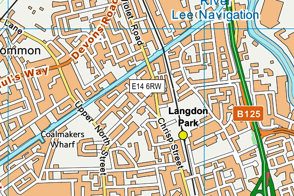 E14 6RW map - OS VectorMap District (Ordnance Survey)