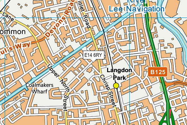 E14 6RY map - OS VectorMap District (Ordnance Survey)