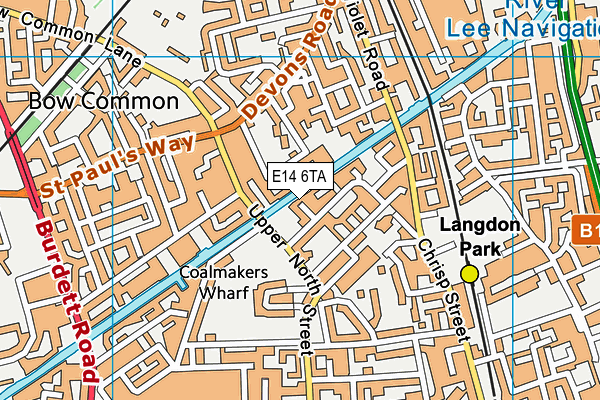 E14 6TA map - OS VectorMap District (Ordnance Survey)