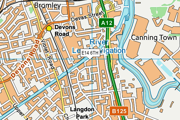 E14 6TH map - OS VectorMap District (Ordnance Survey)