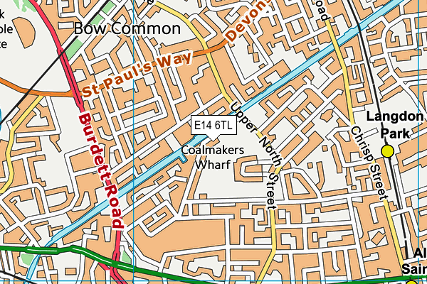 E14 6TL map - OS VectorMap District (Ordnance Survey)