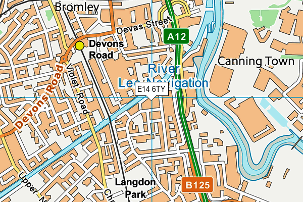 E14 6TY map - OS VectorMap District (Ordnance Survey)