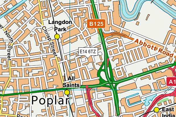 E14 6TZ map - OS VectorMap District (Ordnance Survey)