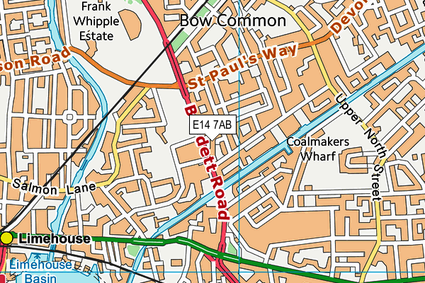 E14 7AB map - OS VectorMap District (Ordnance Survey)