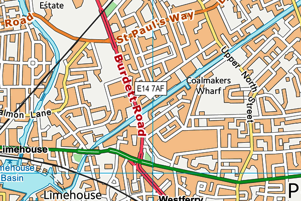 E14 7AF map - OS VectorMap District (Ordnance Survey)