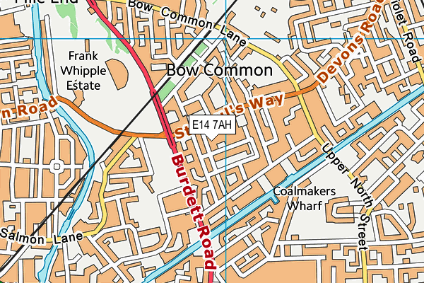 E14 7AH map - OS VectorMap District (Ordnance Survey)