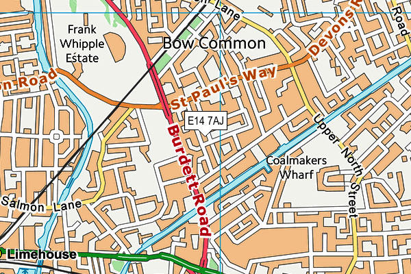 E14 7AJ map - OS VectorMap District (Ordnance Survey)