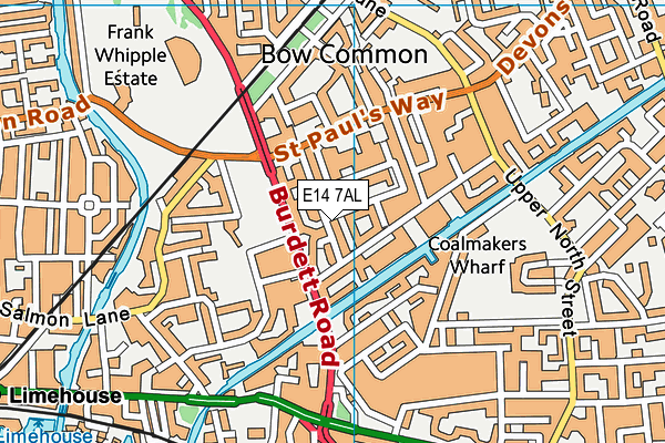 E14 7AL map - OS VectorMap District (Ordnance Survey)