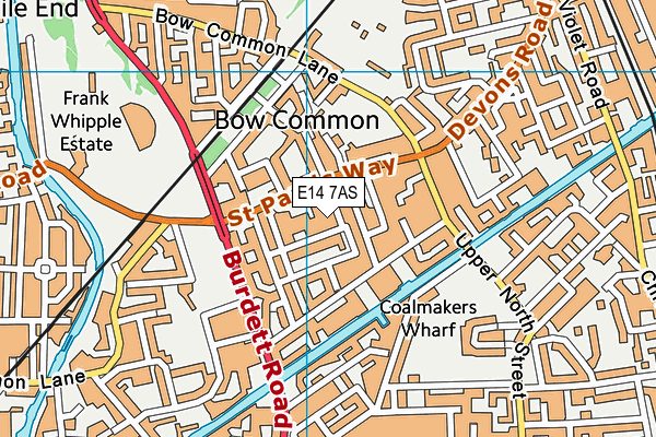 E14 7AS map - OS VectorMap District (Ordnance Survey)