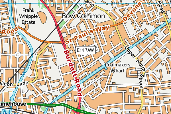 E14 7AW map - OS VectorMap District (Ordnance Survey)