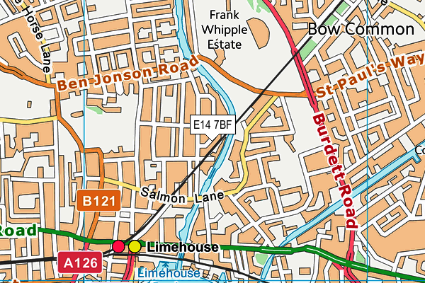 E14 7BF map - OS VectorMap District (Ordnance Survey)