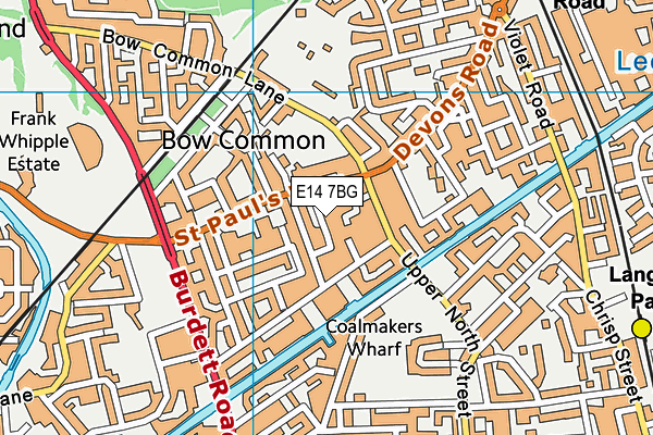 E14 7BG map - OS VectorMap District (Ordnance Survey)