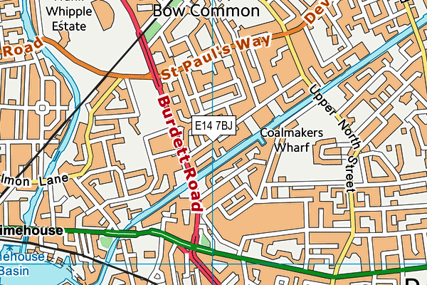 E14 7BJ map - OS VectorMap District (Ordnance Survey)