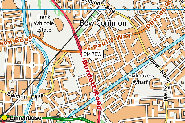 E14 7BW map - OS VectorMap District (Ordnance Survey)