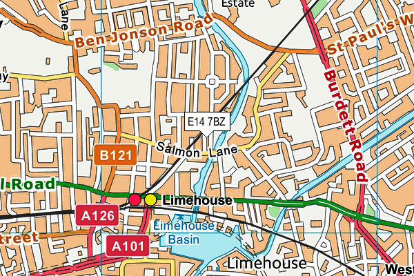 E14 7BZ map - OS VectorMap District (Ordnance Survey)