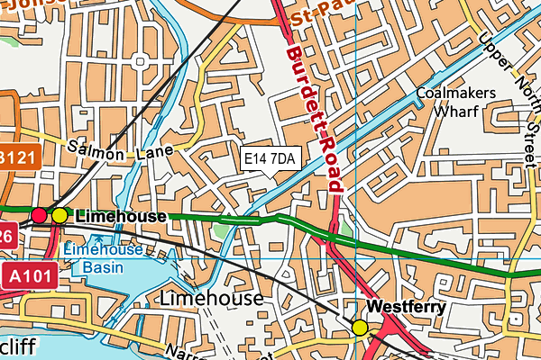 E14 7DA map - OS VectorMap District (Ordnance Survey)