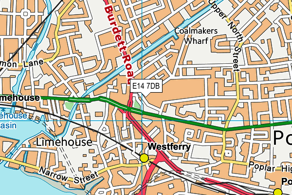 E14 7DB map - OS VectorMap District (Ordnance Survey)