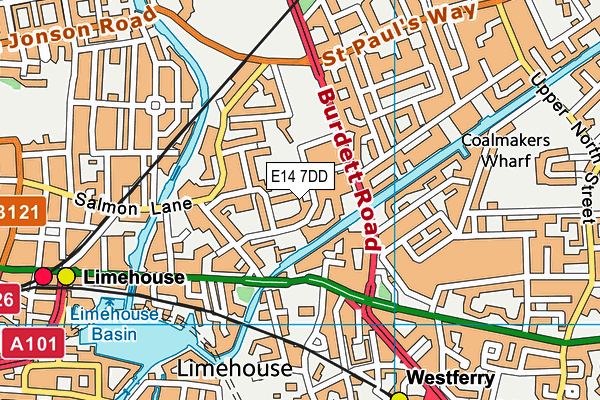 E14 7DD map - OS VectorMap District (Ordnance Survey)