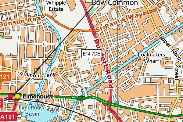 E14 7DE map - OS VectorMap District (Ordnance Survey)