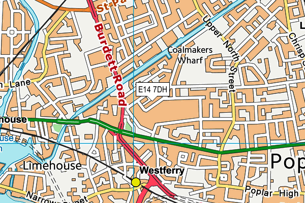 E14 7DH map - OS VectorMap District (Ordnance Survey)