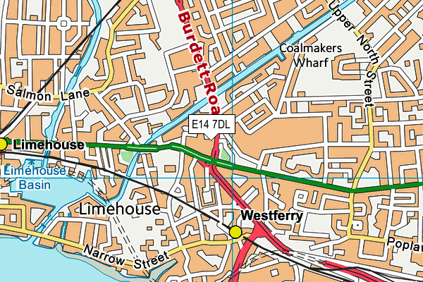 E14 7DL map - OS VectorMap District (Ordnance Survey)