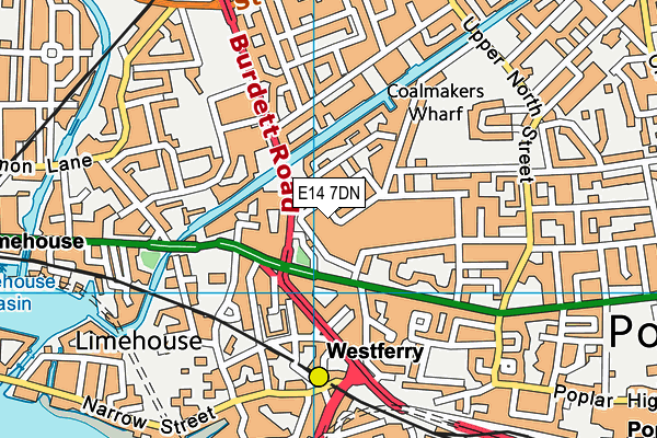 E14 7DN map - OS VectorMap District (Ordnance Survey)