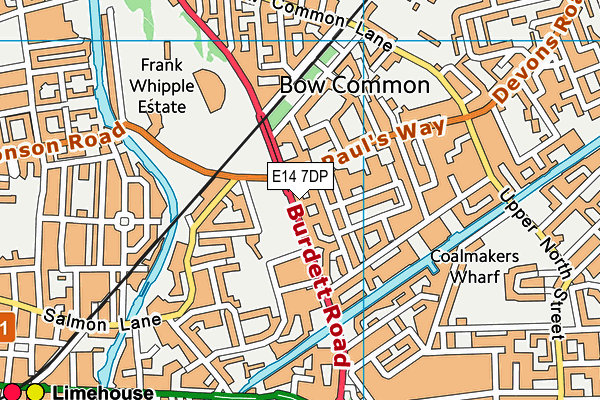 E14 7DP map - OS VectorMap District (Ordnance Survey)