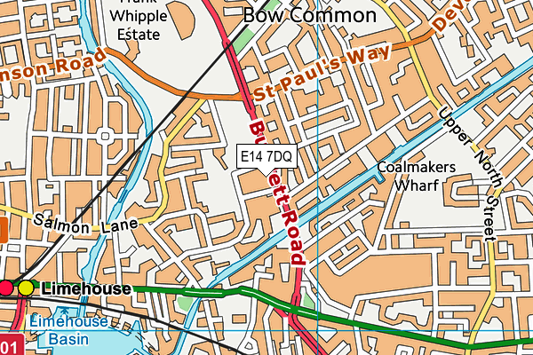 E14 7DQ map - OS VectorMap District (Ordnance Survey)