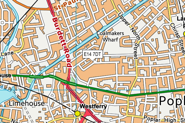 E14 7DT map - OS VectorMap District (Ordnance Survey)