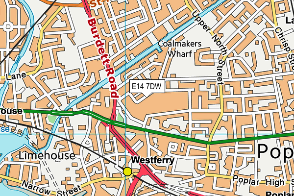 E14 7DW map - OS VectorMap District (Ordnance Survey)