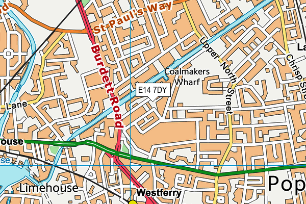 E14 7DY map - OS VectorMap District (Ordnance Survey)