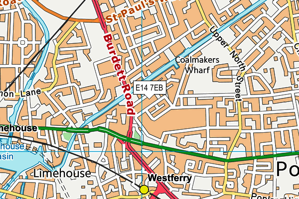 E14 7EB map - OS VectorMap District (Ordnance Survey)