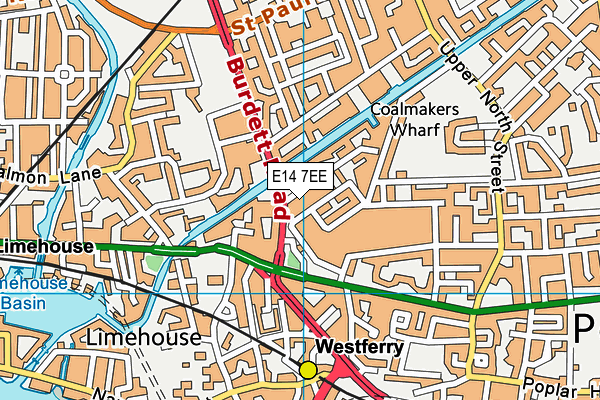 E14 7EE map - OS VectorMap District (Ordnance Survey)