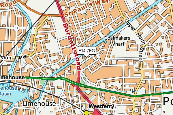 E14 7EG map - OS VectorMap District (Ordnance Survey)