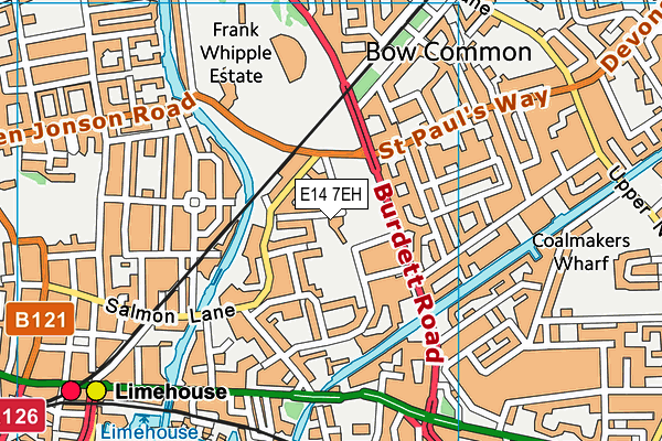 E14 7EH map - OS VectorMap District (Ordnance Survey)