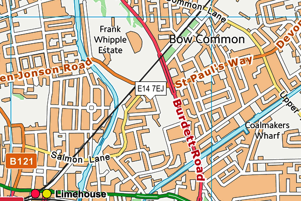 E14 7EJ map - OS VectorMap District (Ordnance Survey)