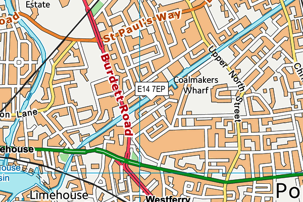 E14 7EP map - OS VectorMap District (Ordnance Survey)